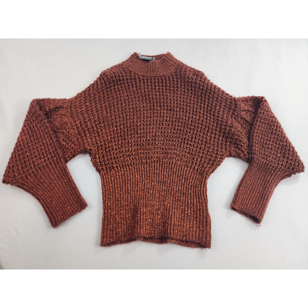 Express Womens XS Metallic Brown High Neck Pullover Sweater 26267289 NEW